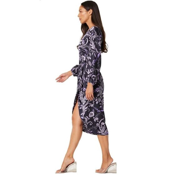 Misa Los Angeles Sylvia Faux Wrap Indigo Satin High Low Dress XS & L NWT - Picture 16 of 16